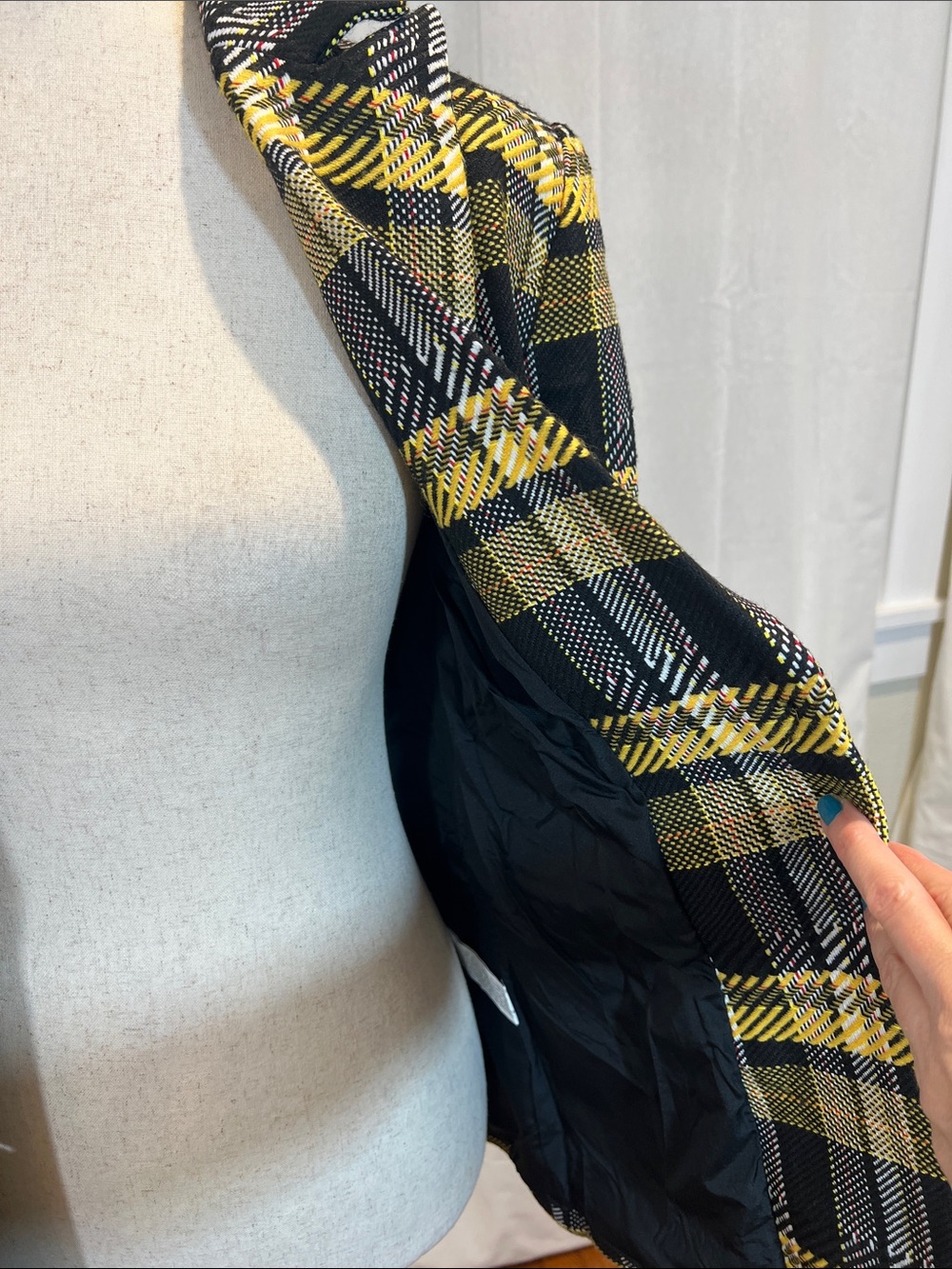 GREY LAB Black and Yellow Plaid Blazer Jacket. Size L. NWT - Picture 6 of 9
